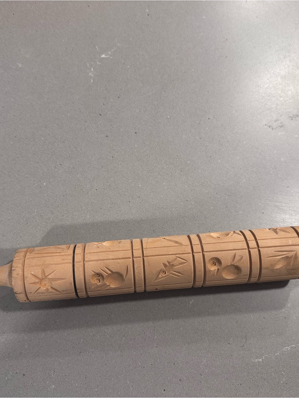 Wooden Patterned Rolling Pin for Dough - Natural Wood